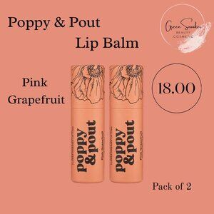 Poppy & Pout, Pink Grapefruit Lip Balm,100% Natural, Pack of 2